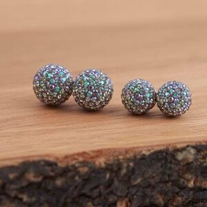 Rare Hillberg and berk 12mm Peacock 🦚 sparkle ball earrings